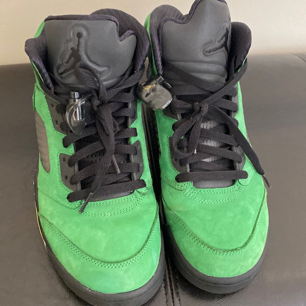 Green/black Air Jordan sneakers